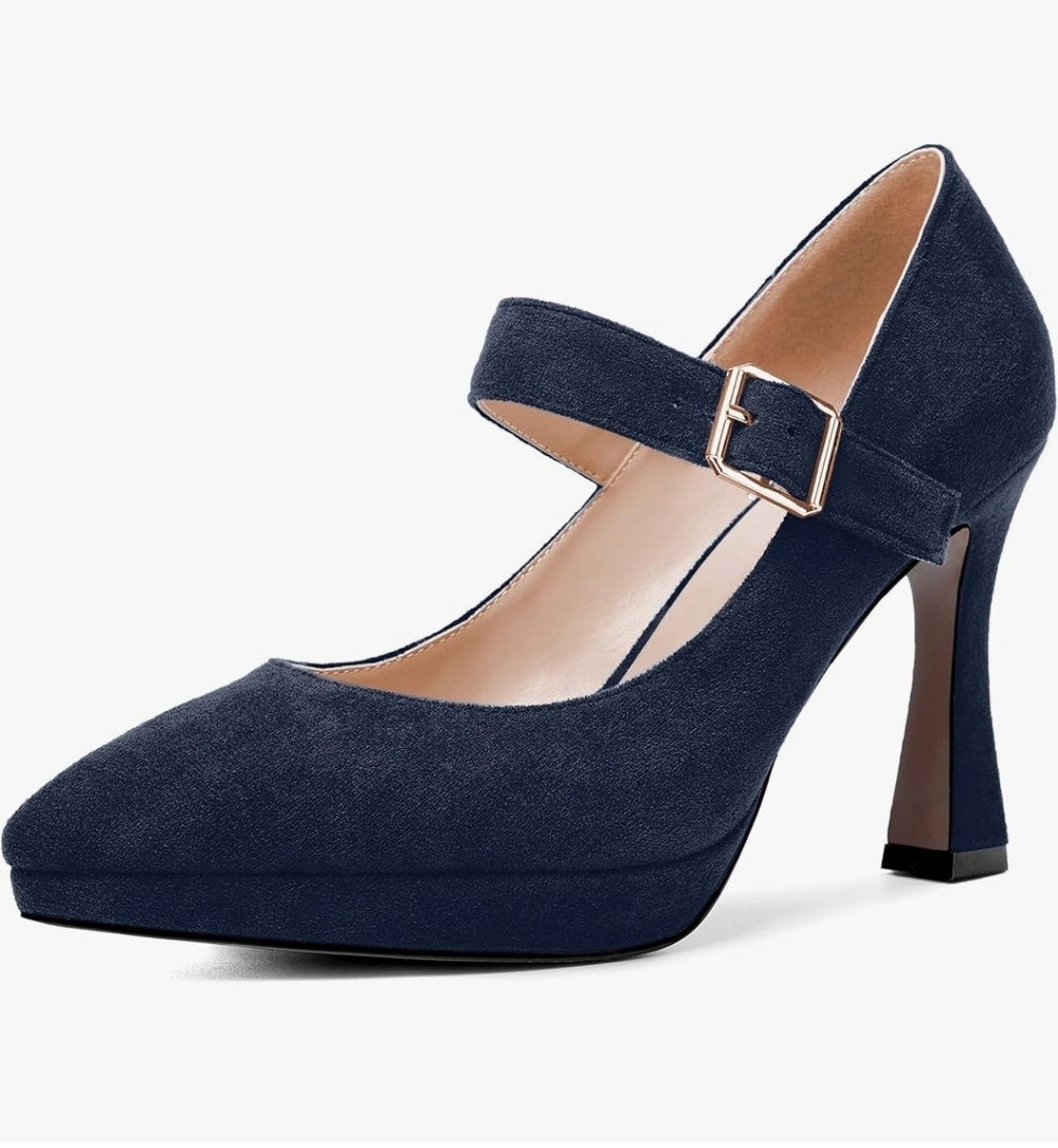 Navy suede 4" platform heels